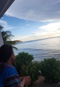Vanessa sat looking out to sea at the Family House in Barbados