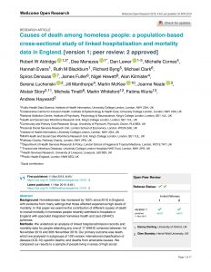 Recent article from the HSCWRU study examining Hospital Discharge of homeless people