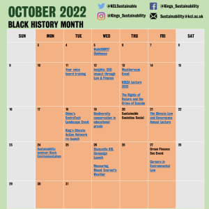 Graphic showing the events that are on in October 2022.