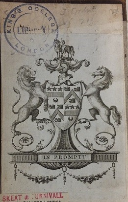 Bookplate with provenance markings