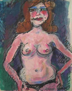 Standing Female, Watercolour, 10" x 8", c. 1970
