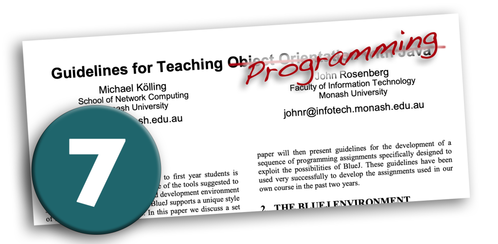 Decorative image showing the text "Guidelines for Teaching Programming" and the number 7