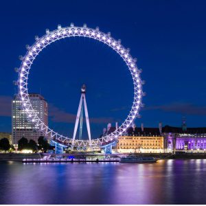 The London Eye lit up at night