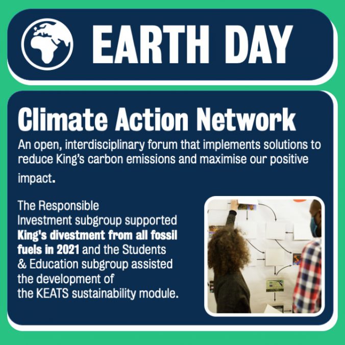 Graphic showing what the King's Climate Action Network is about.