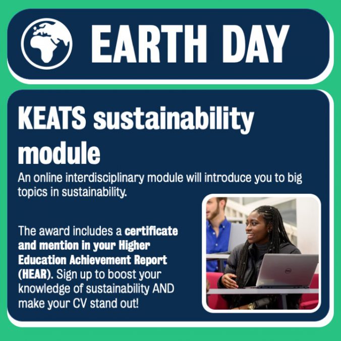 Graphic showing what the KEATS sustainability module is about.
